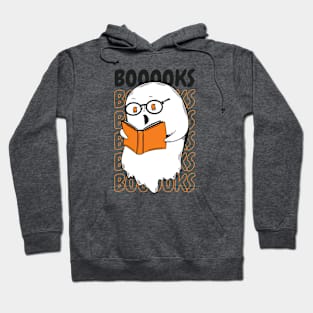 Funny Cartoon Ghost Reading Books // Ghost Booooks Boo Funny Halloween Hoodie